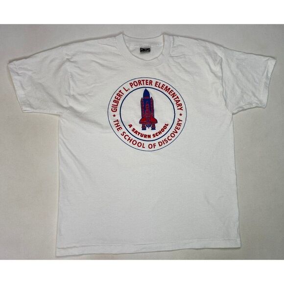 VINTAGE Gilbert Porter Elementary Saturn School T-shirt Men XL 90s Single Stitch - Picture 1 of 9